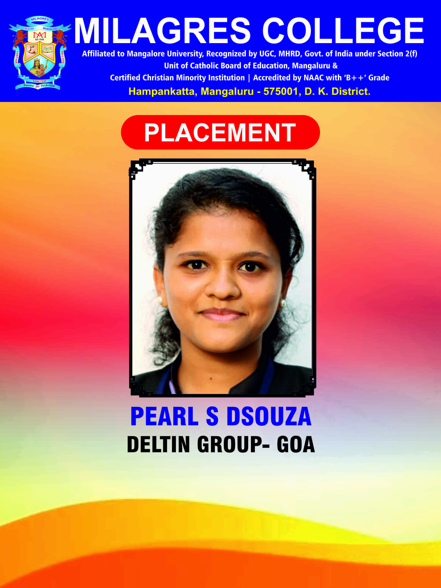 Successfully placed student